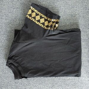 Forever 21 Black Tee with Gold Geometric Sleeves